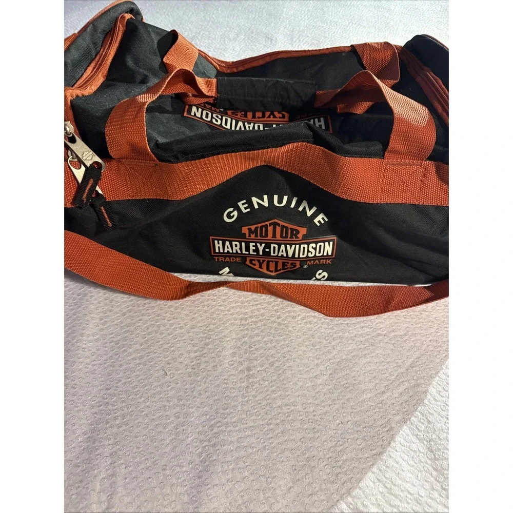 Genuine Duffel Bag Harley Davidson Logo Classic Motorcycles Black Orange 20x9x10